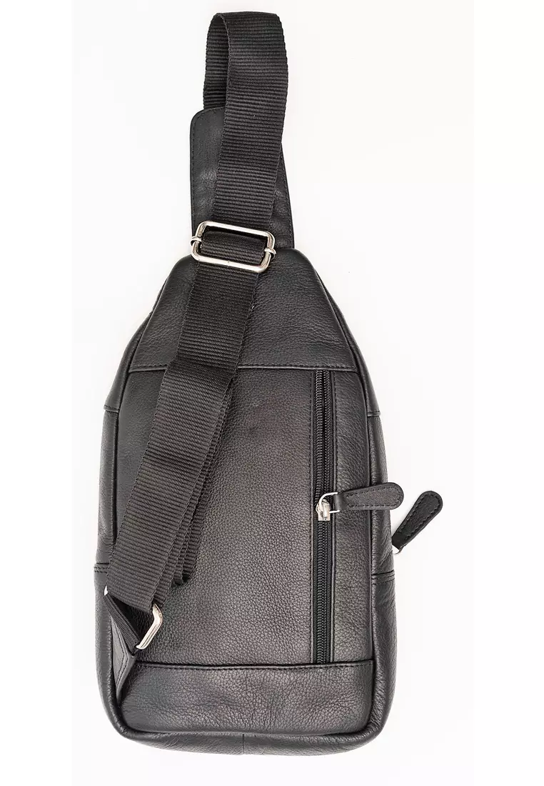 Oxhide Oxhide Leather Men's Chest Bag -Travel Bag -Sling BackPack-Crossbody Bag -Lightweight BackPack - Oxhide 10026 Black