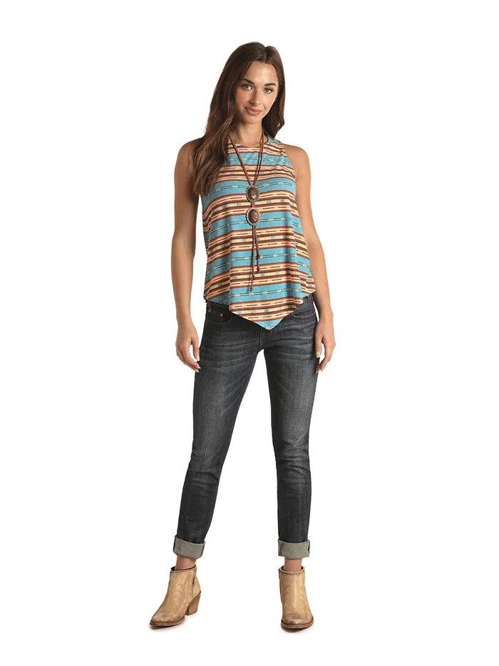 Panhandle L7T3445 Womens Sleeveless Top Light Turquoise