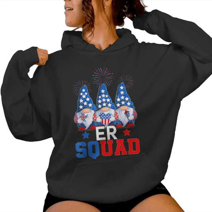 Patriotic Nurse Er Squad Gnomes 4Th Of July Usa Pride Nurse Women Hoodie