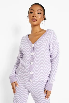 Petite Wavy Knit Cardigan