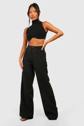 Petite Woven Pleat Wide Leg Dress Pants