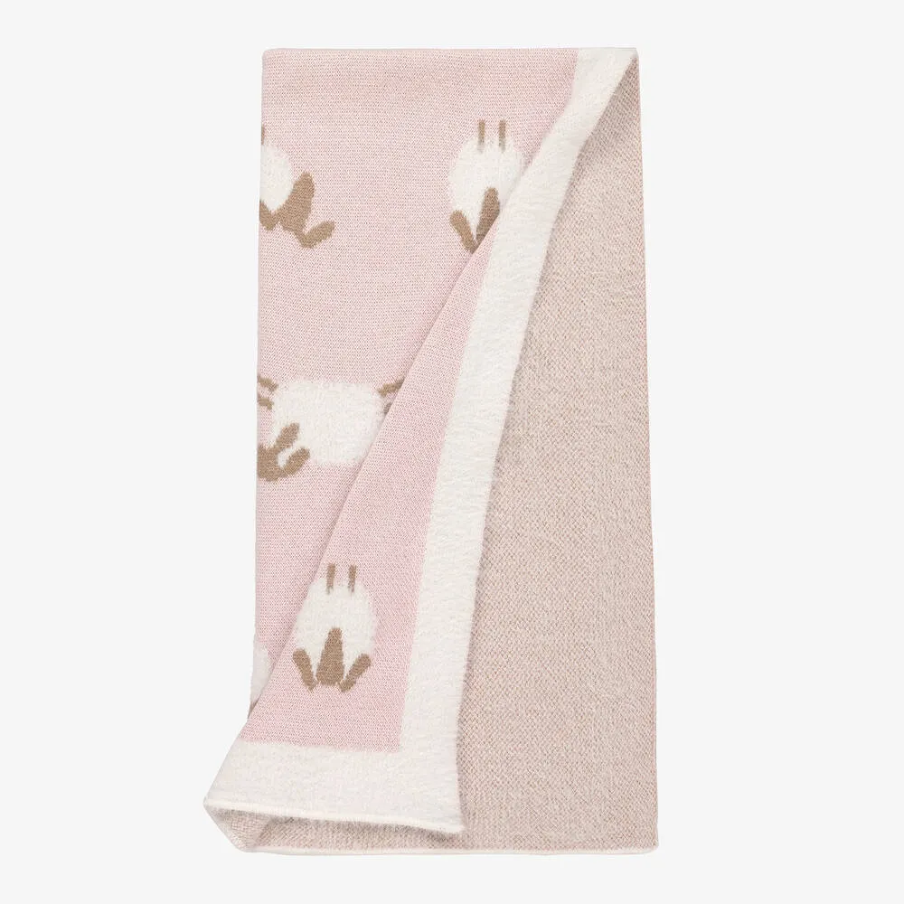 Pink & White Cotton Sheep Blanket (90cm)