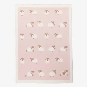 Pink & White Cotton Sheep Blanket (90cm)