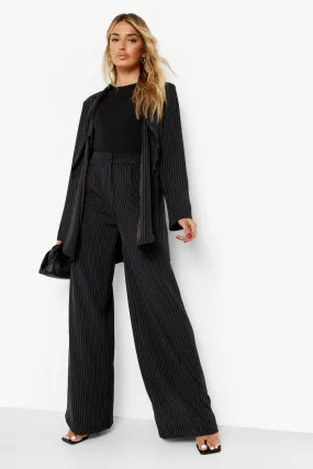 Pinstripe Relaxed Fit Wide Leg Pants