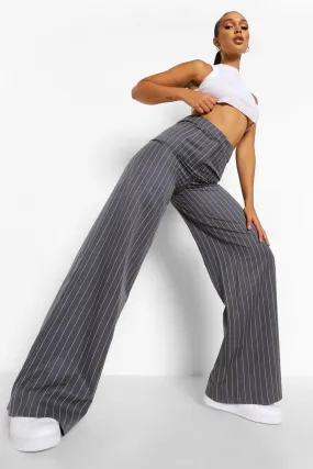 Pinstripe Relaxed Wide Leg Pants