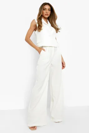 Pleat Front Tailored Wide Leg Pants