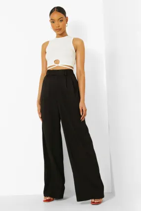 Pleated Woven Wide Leg Pants