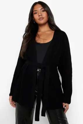 Plus Belted Cardigan