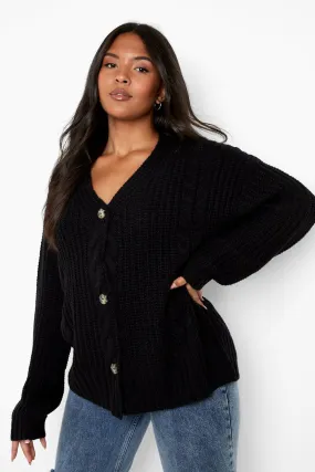 Plus Chunky Cable Knit Cardigan