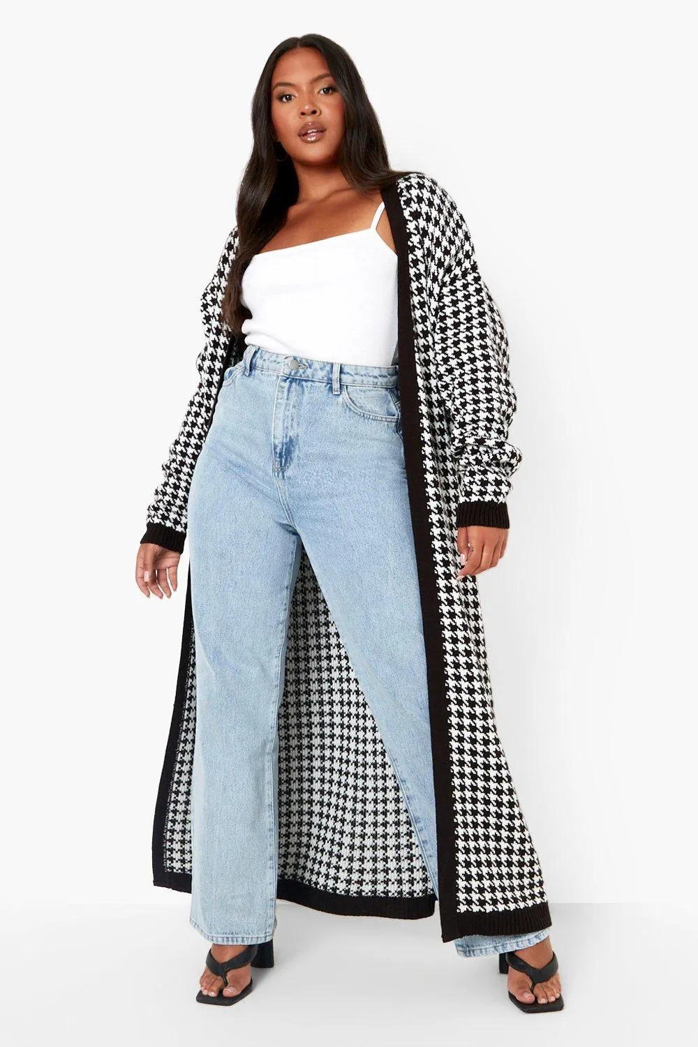 Plus Dogtooth Longline Cardigan