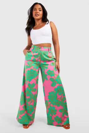 Plus Floral Wide Leg Pants