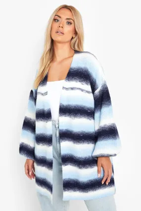 Plus Fluffy Knit Ombre Cardigan