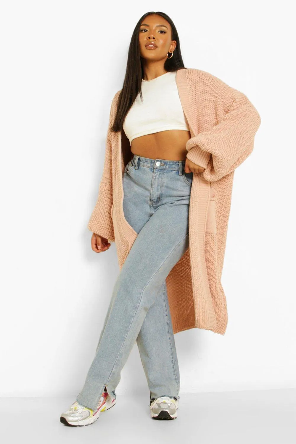 Plus Oversized Balloon Sleeve Cardigan