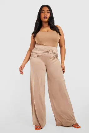 Plus Slinky Ring Detail Wide Leg Pants