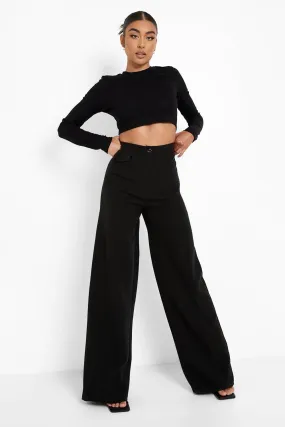 Pocket Detail Wide Leg Woven Pants