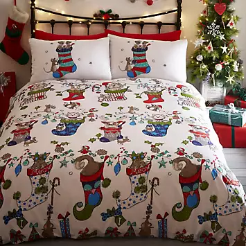 Portfolio Home Christmas Pets Duvet Cover & Pillowcase Set | Kaleidoscope