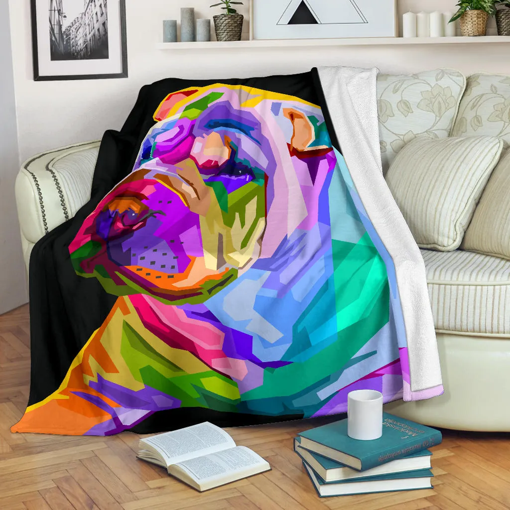 Premium Blanket colorful shar pei dog pop art style