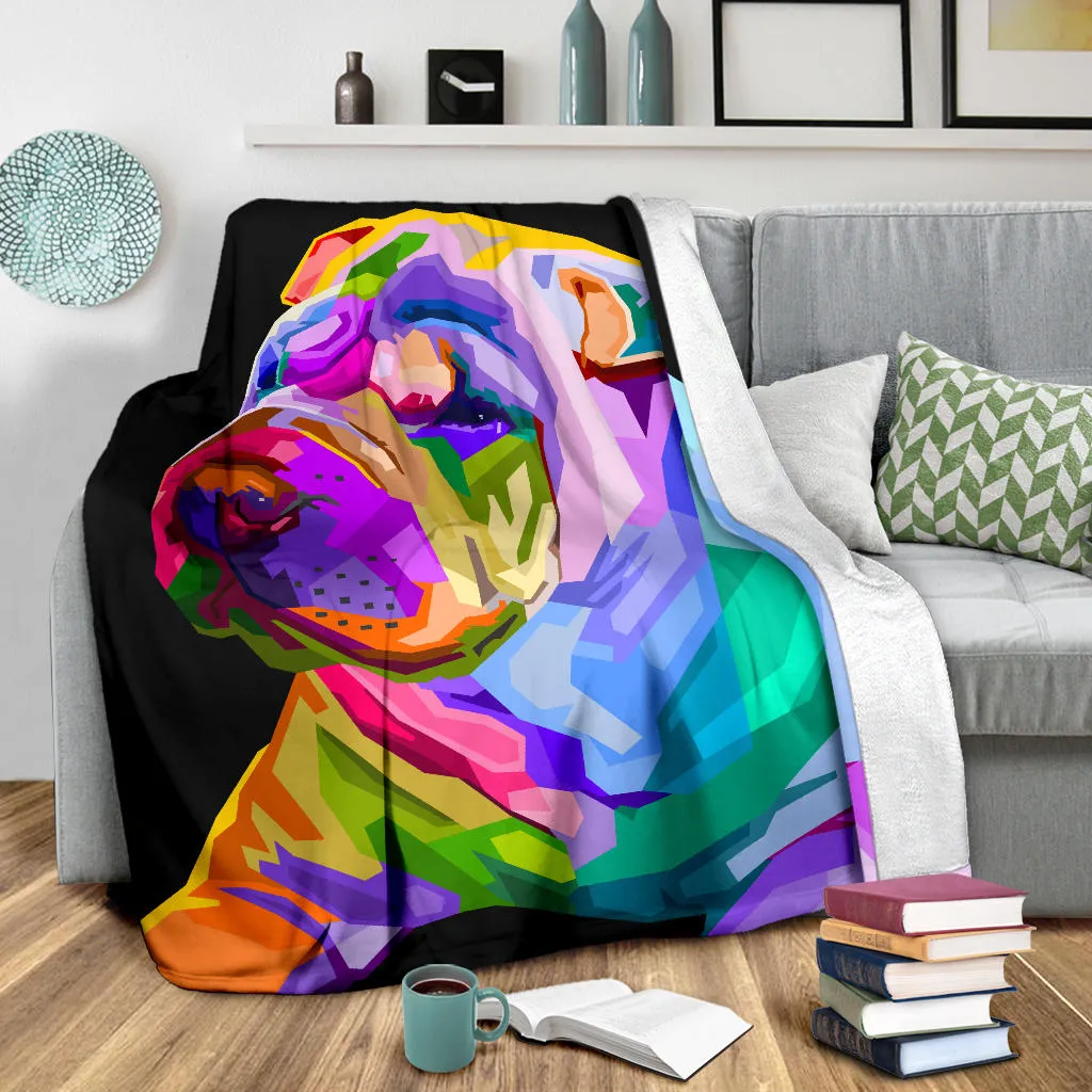 Premium Blanket colorful shar pei dog pop art style