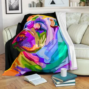 Premium Blanket colorful shar pei dog pop art style