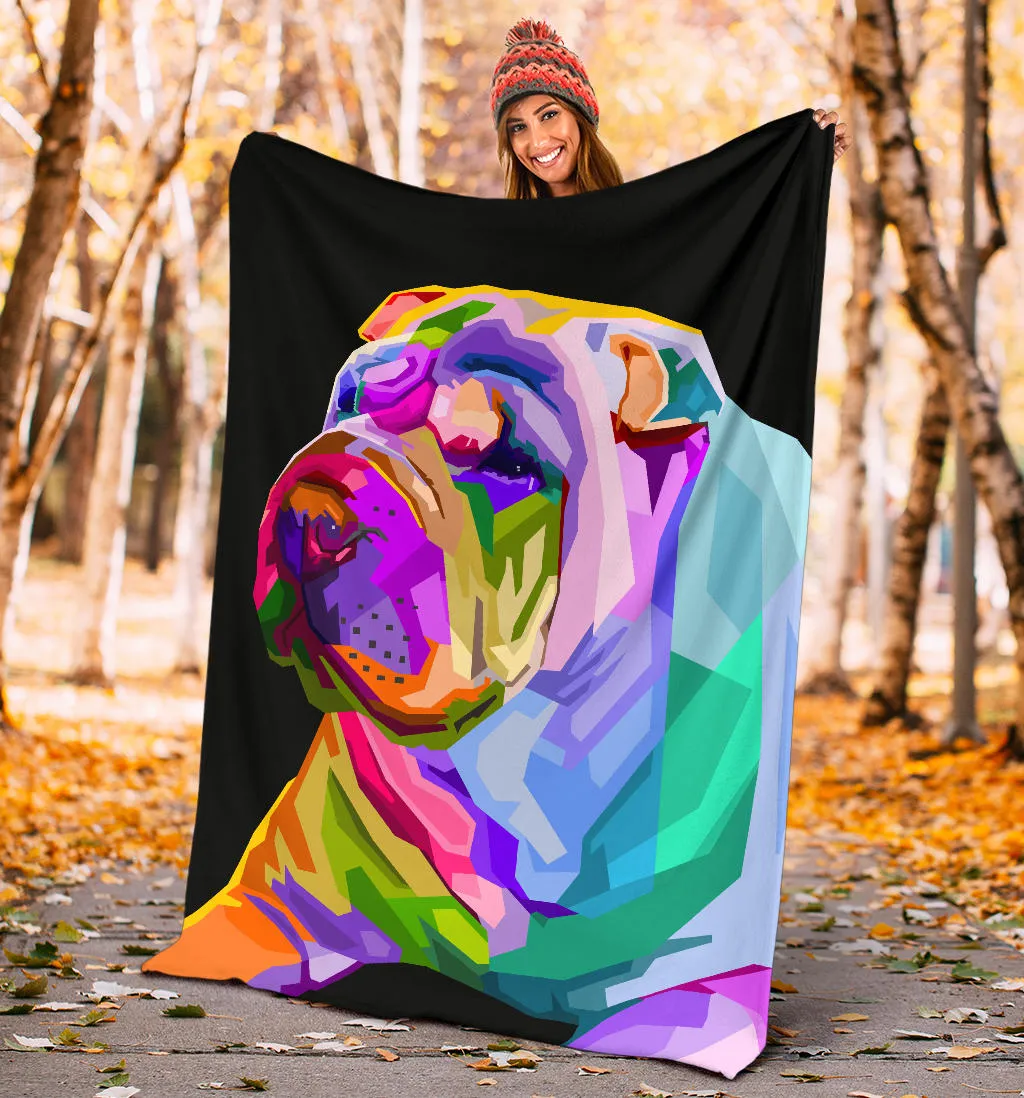 Premium Blanket colorful shar pei dog pop art style