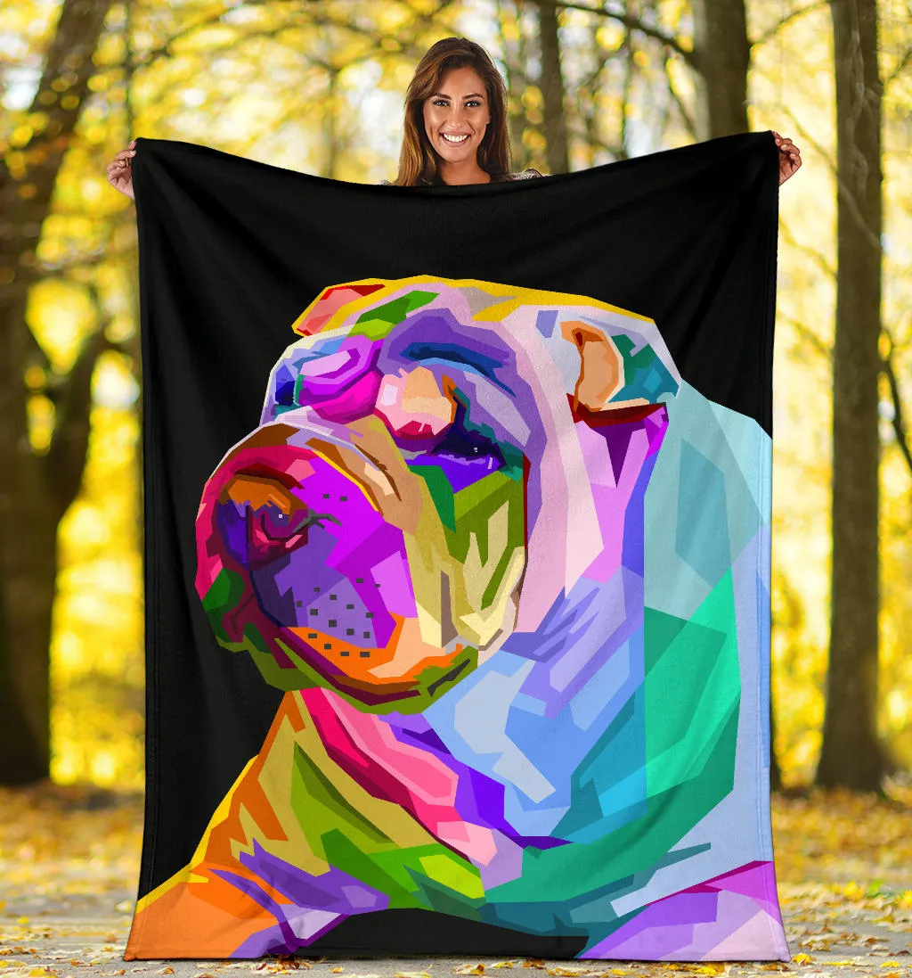 Premium Blanket colorful shar pei dog pop art style