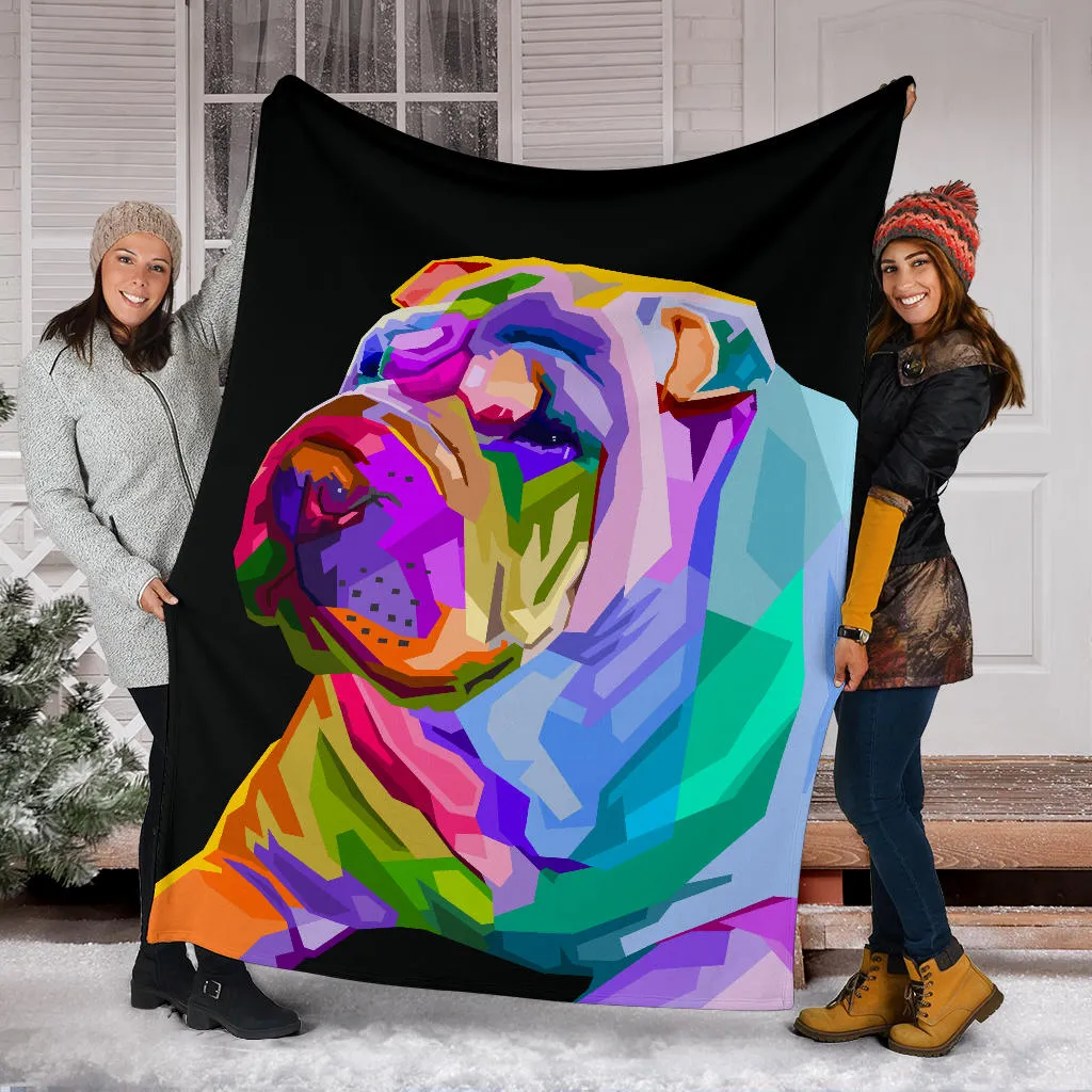 Premium Blanket colorful shar pei dog pop art style