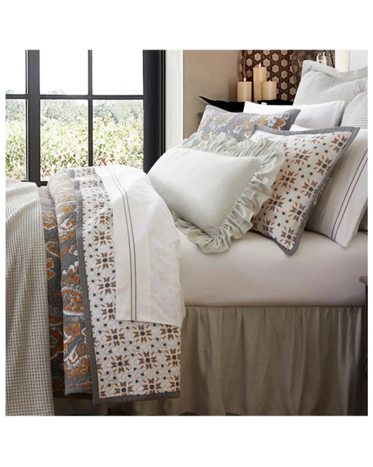 Product Name:  HiEnd Accents Gray Abbie Western Paisley Reversible 3-Piece King Quilt Set