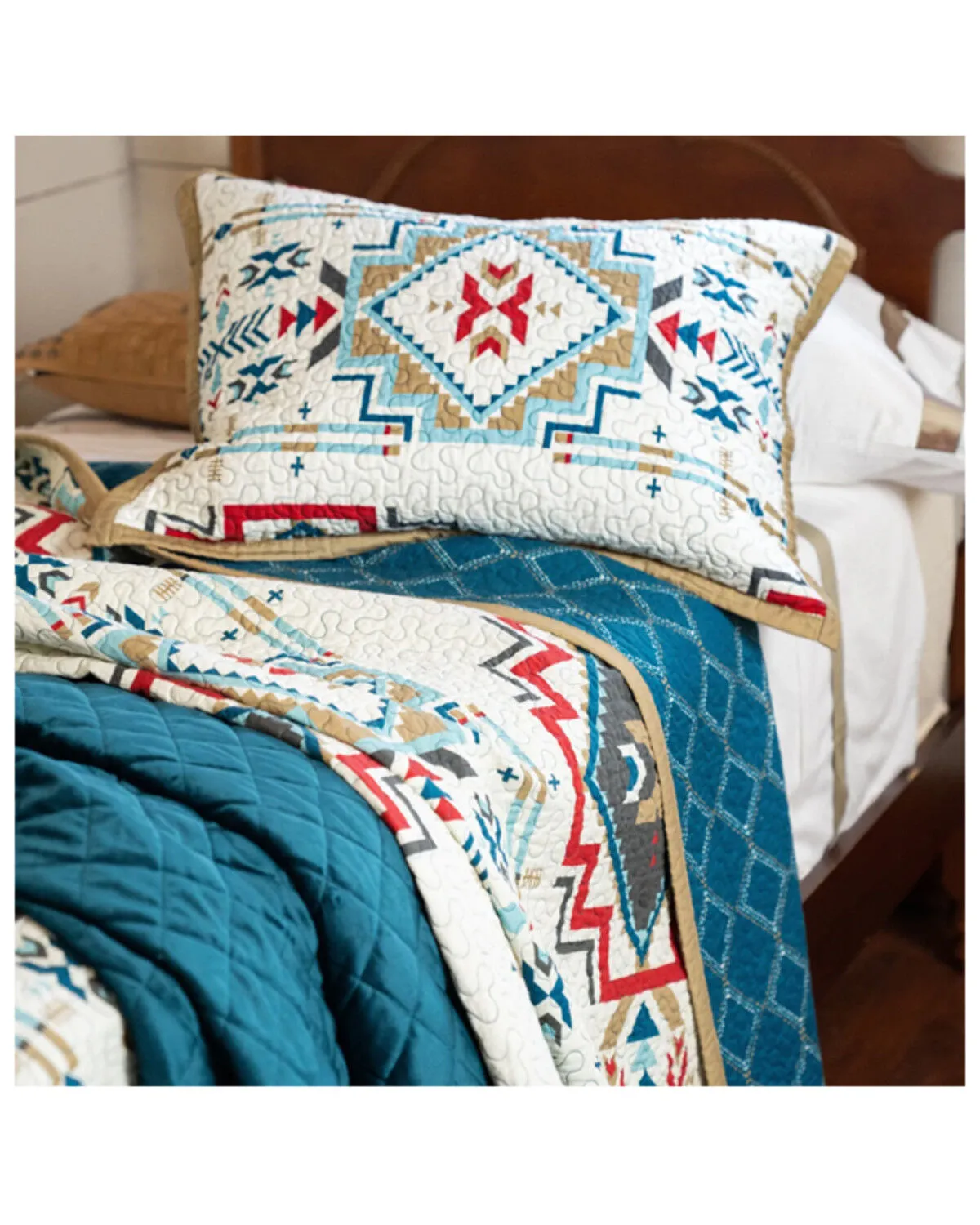 Product Name:  HiEnd Accents Teal Spirit Valley 2-Piece Twin Quilt Set