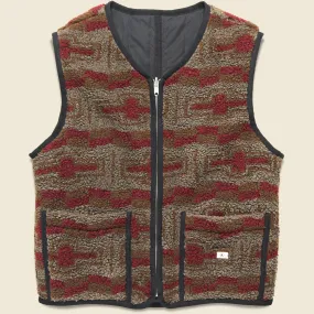 Reverse Zip Pile & Quilt Vest - Brown