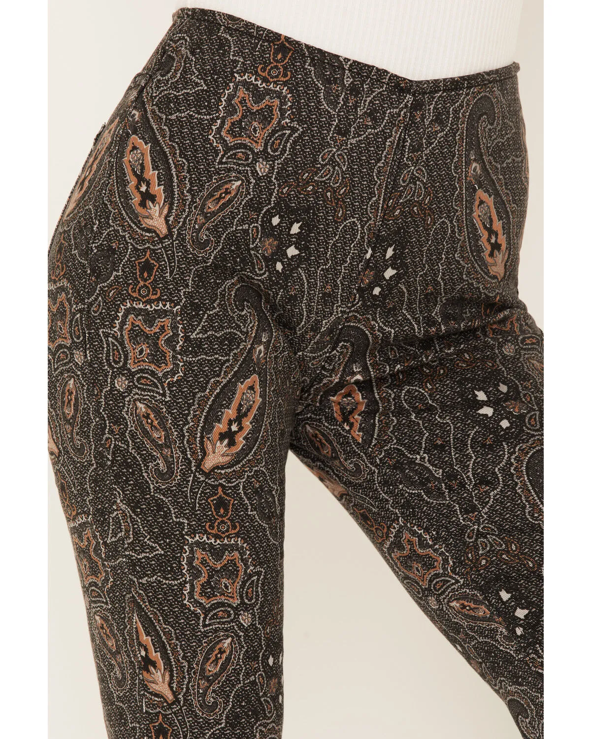 Rock & Roll Denim Women's Paisley Print High Rise Flare Jeans