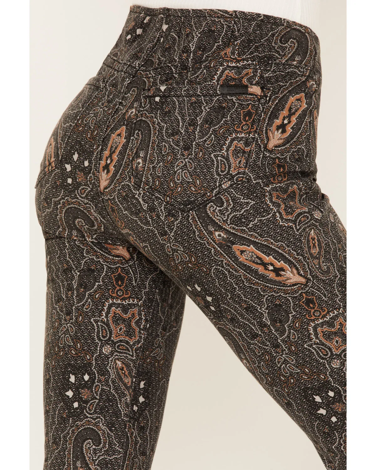 Rock & Roll Denim Women's Paisley Print High Rise Flare Jeans