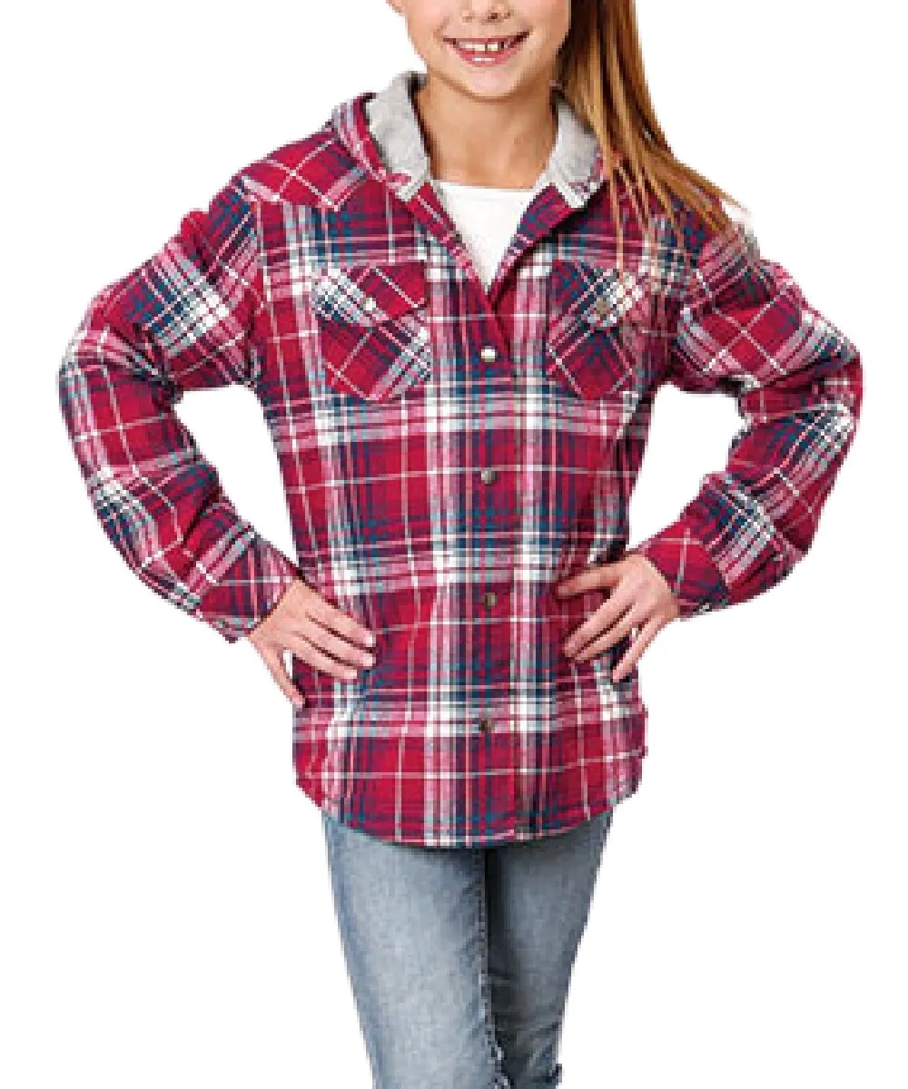 Roper Girls' Thermal Lined Flannel Snap Jacket