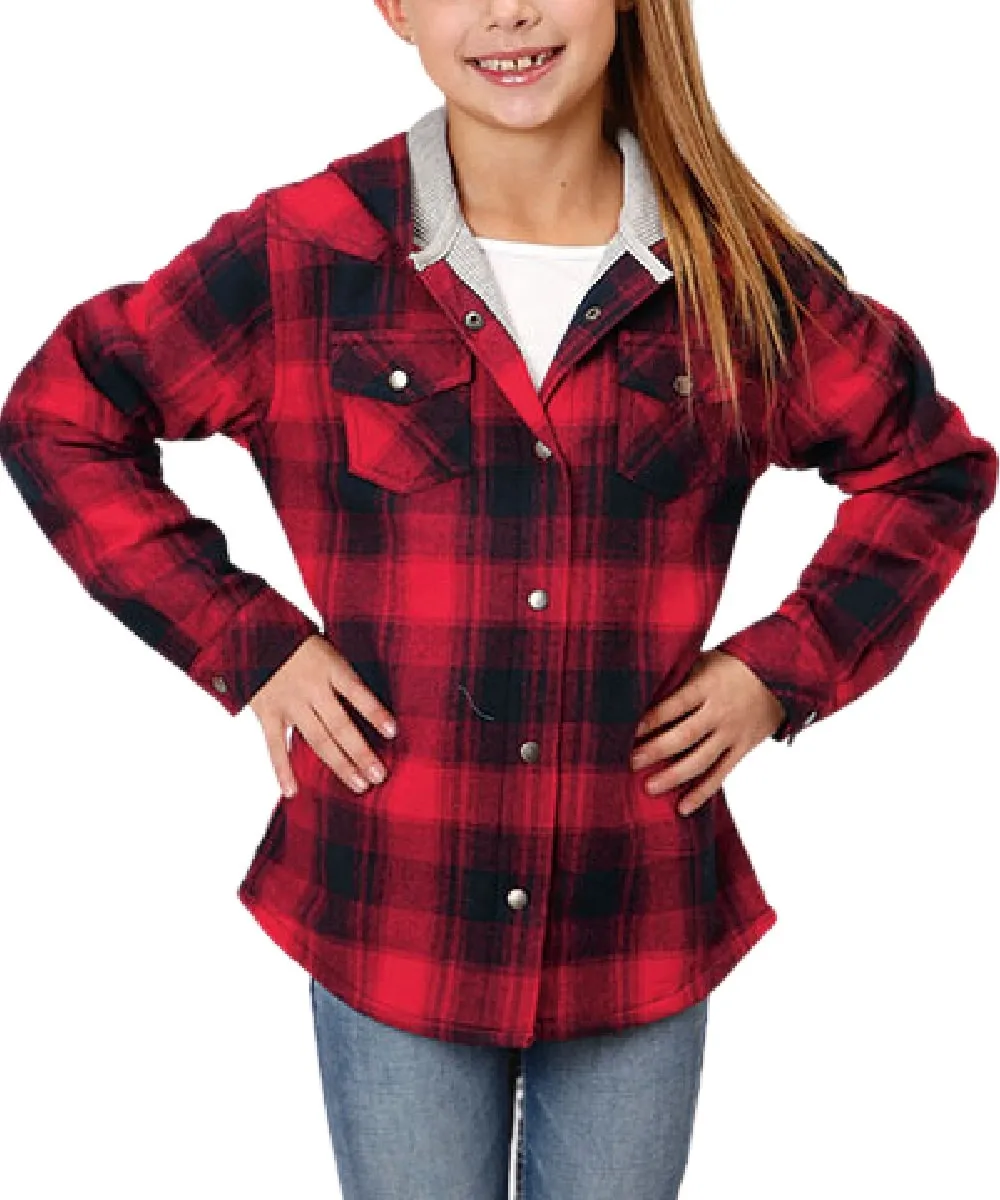 Roper Girls' Thermal Lined Flannel Snap Jacket