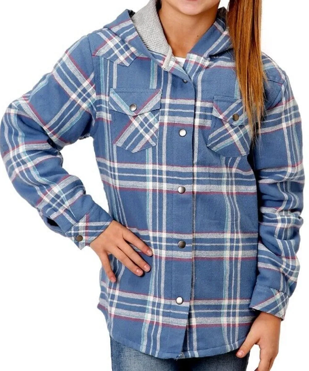 Roper Girls' Thermal Lined Flannel Snap Jacket