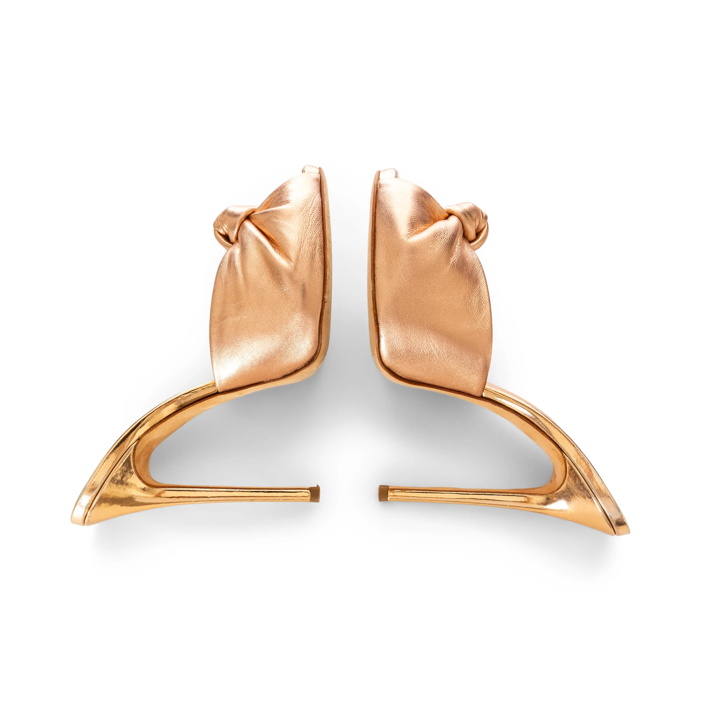 Rose Gold Leather Knot Heeled Mules 37