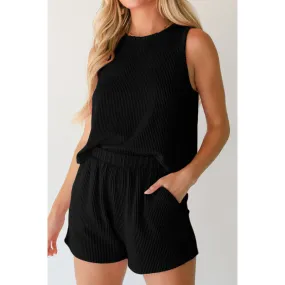 Round Neck Sleeveless Top and Shorts Set