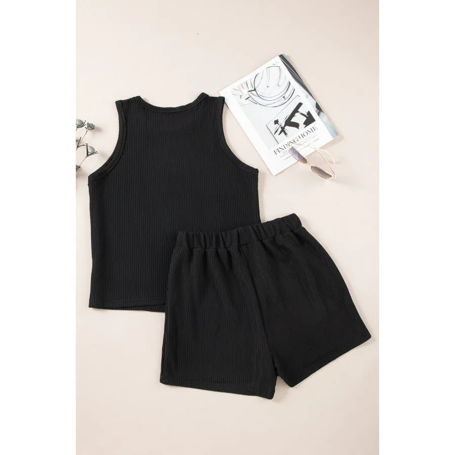 Round Neck Sleeveless Top and Shorts Set