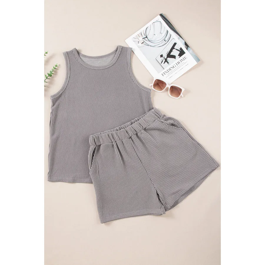 Round Neck Sleeveless Top and Shorts Set