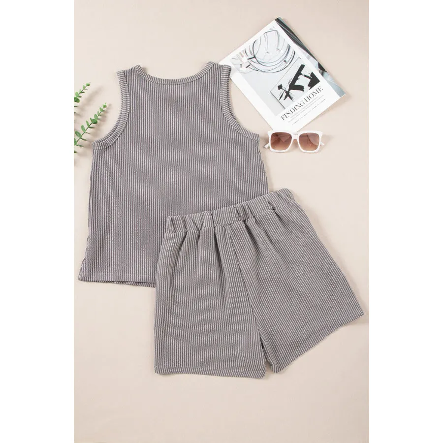 Round Neck Sleeveless Top and Shorts Set