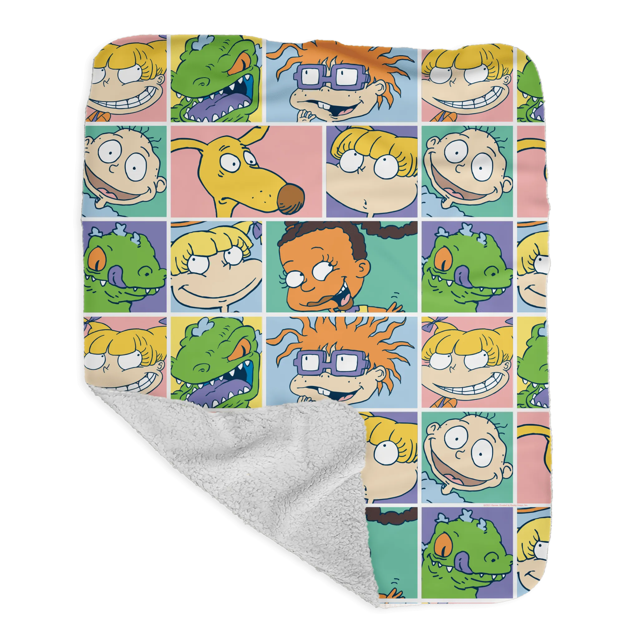 Rugrats Cast Grey Sherpa Blanket