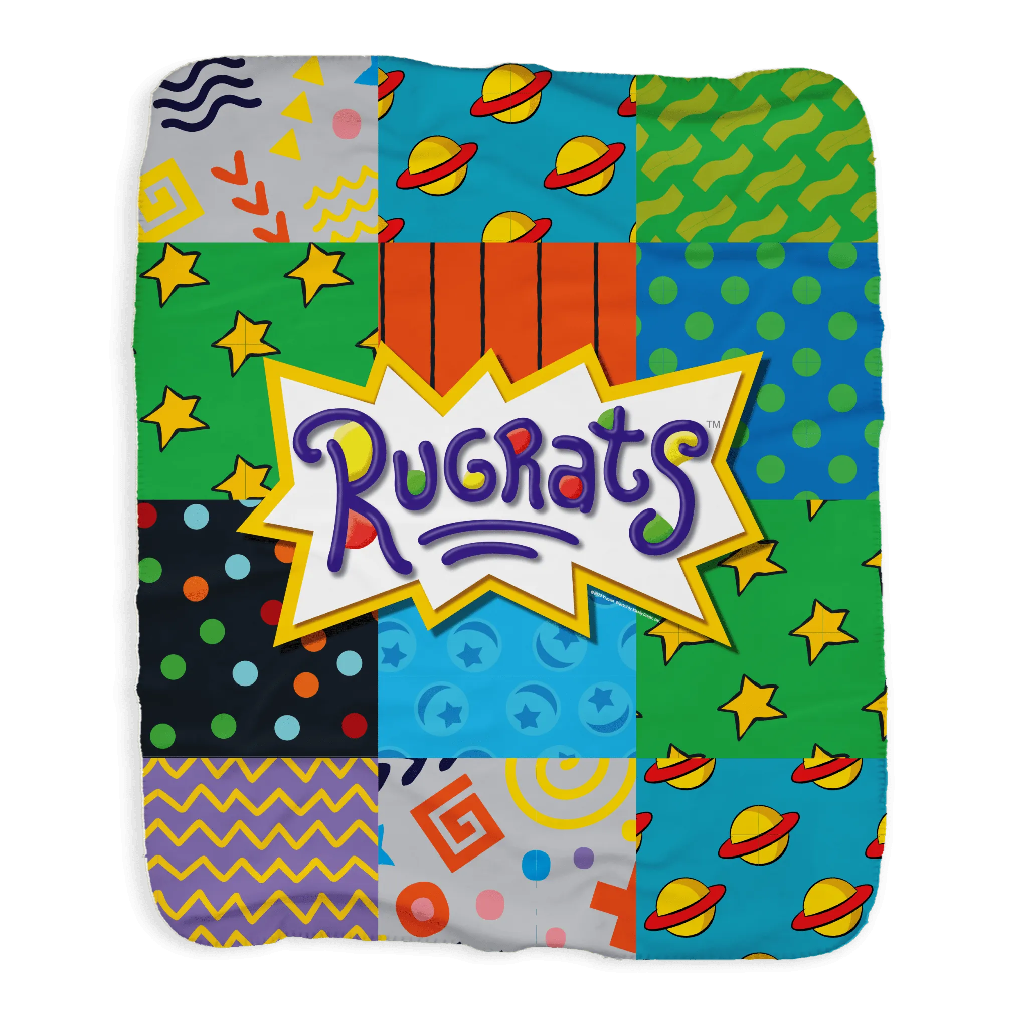 Rugrats Pattern Grey Sherpa Blanket