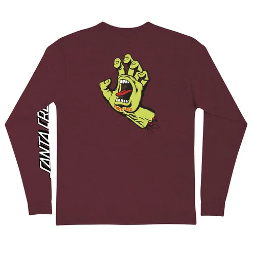 Santa Cruz Skateboards Longsleeve Shirt Screaming Hand Maroon/Neon