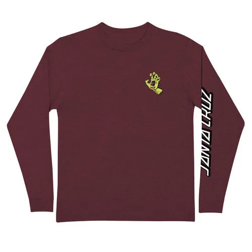 Santa Cruz Skateboards Longsleeve Shirt Screaming Hand Maroon/Neon