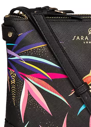 Sara Miller Black Bamboo Zip Top Crossbody Bag | Grattan