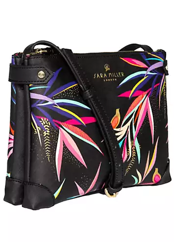 Sara Miller Black Bamboo Zip Top Crossbody Bag | Grattan