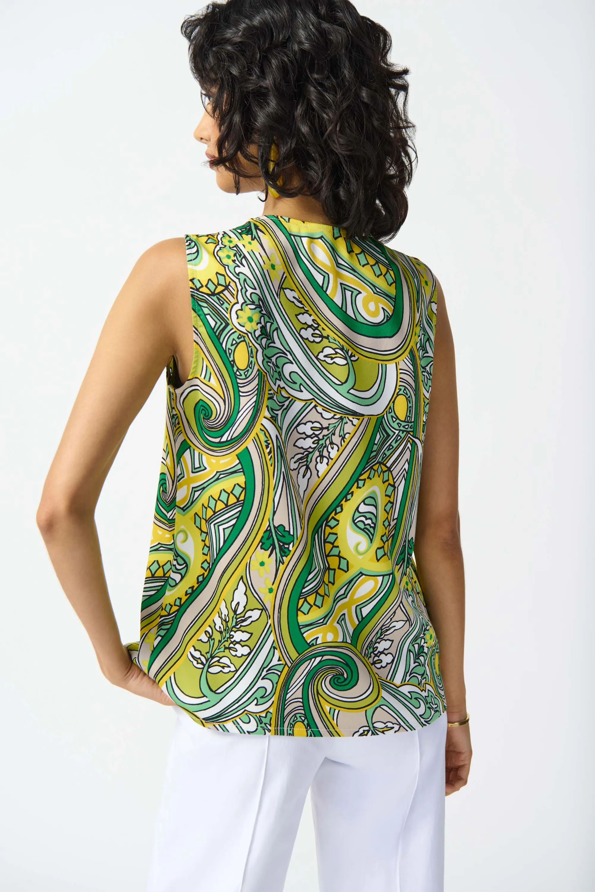 Satin Paisley Sleeveless Top