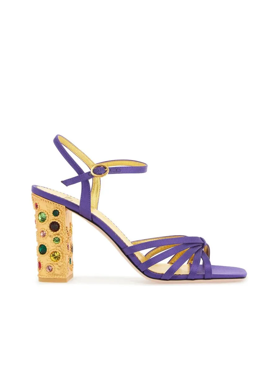 Satin Sandals With Crystal Embellishments