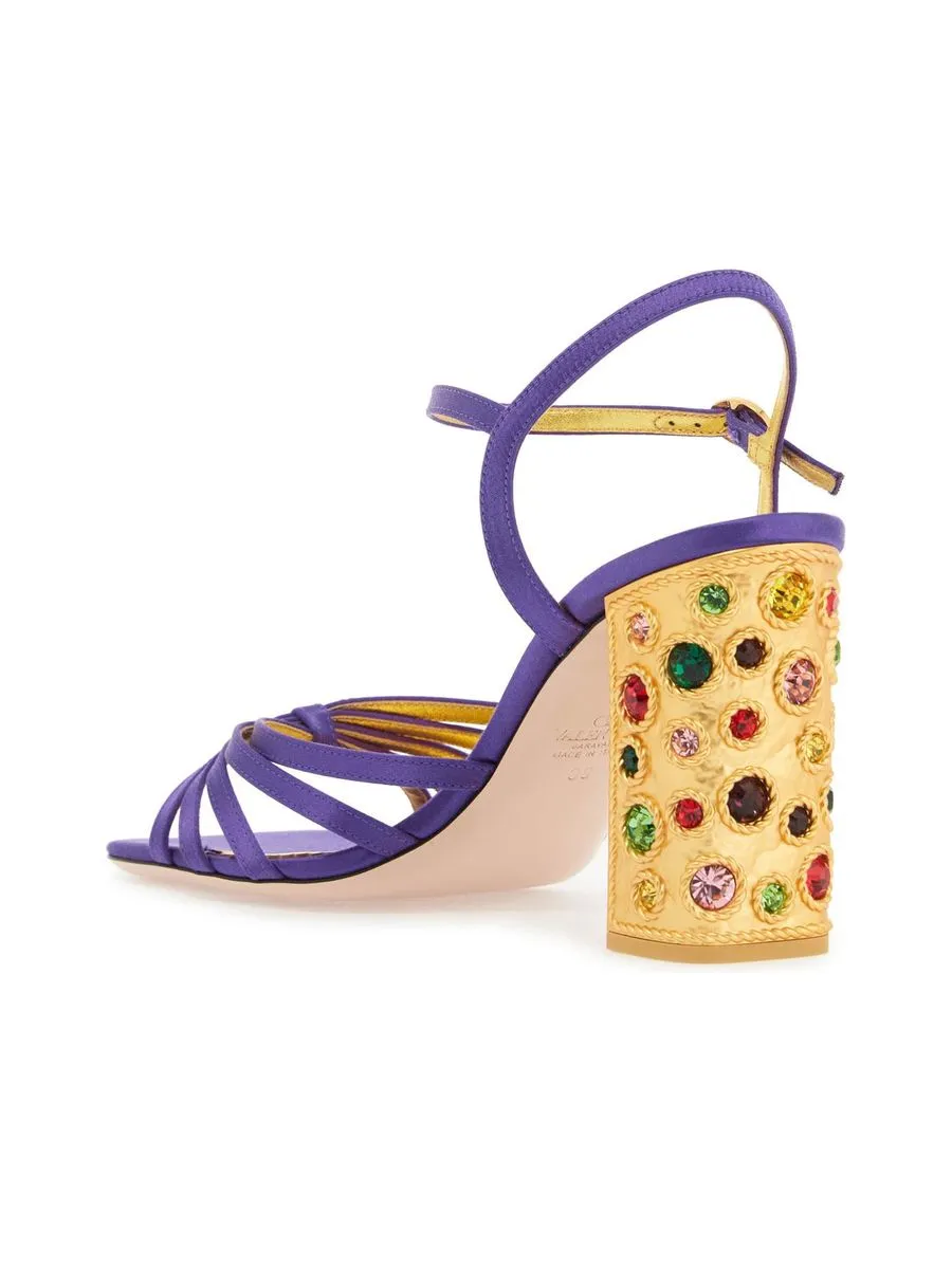 Satin Sandals With Crystal Embellishments