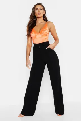 Seam Front Crepe Wide Leg Pants