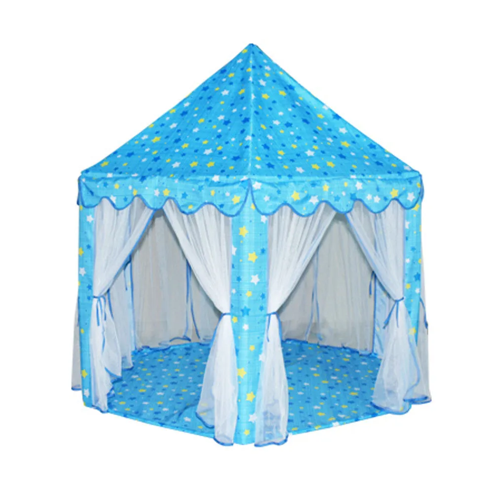 Six Large Angle Princess Castle Tulle Children Toy Play House Large Game Room Tent Puzzle Outdoor Tent Toy Pink Blue